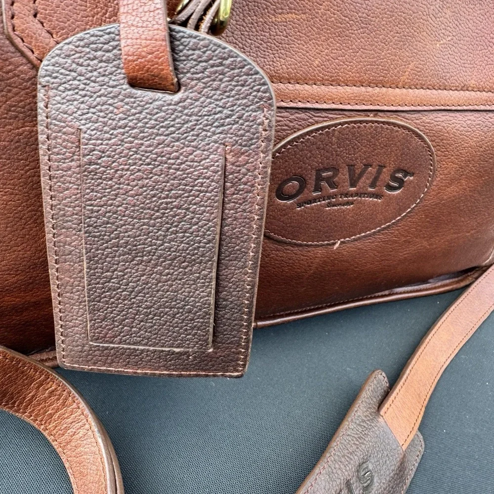 Vtg 2006 Orvis Leather Briefcase with Tag Brown Messenger Bag Computer Traveler